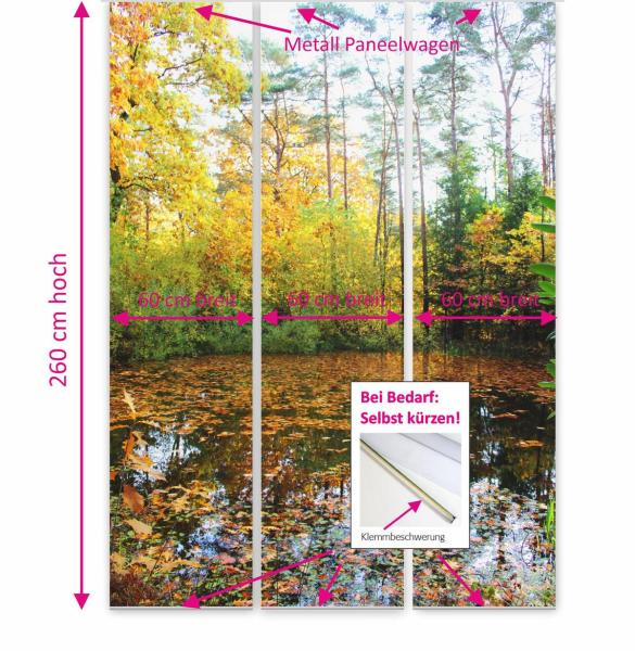Flächenvorhang Heidesee  3er Set, Schiebegardine, Schiebegardinen, blickdicht, Flächenvorhang blickdicht, Schiebevorhang,